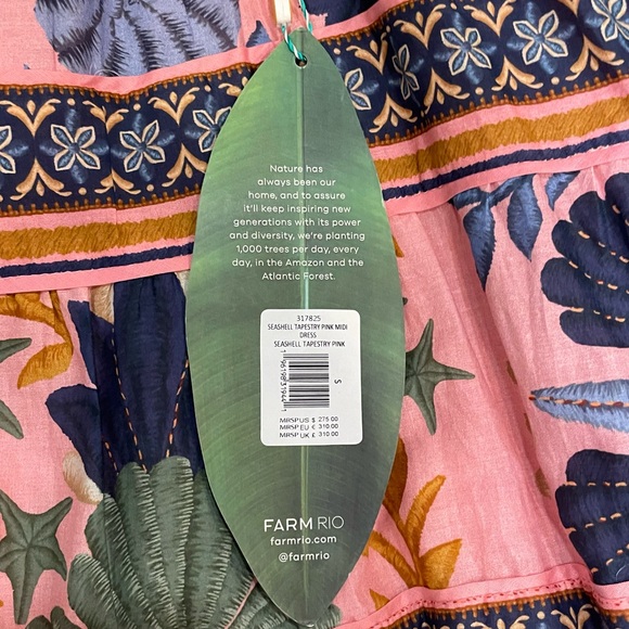 Farm Rio Tapestry Floral Pink and Blue Midi Dress - Picture 4 of 4